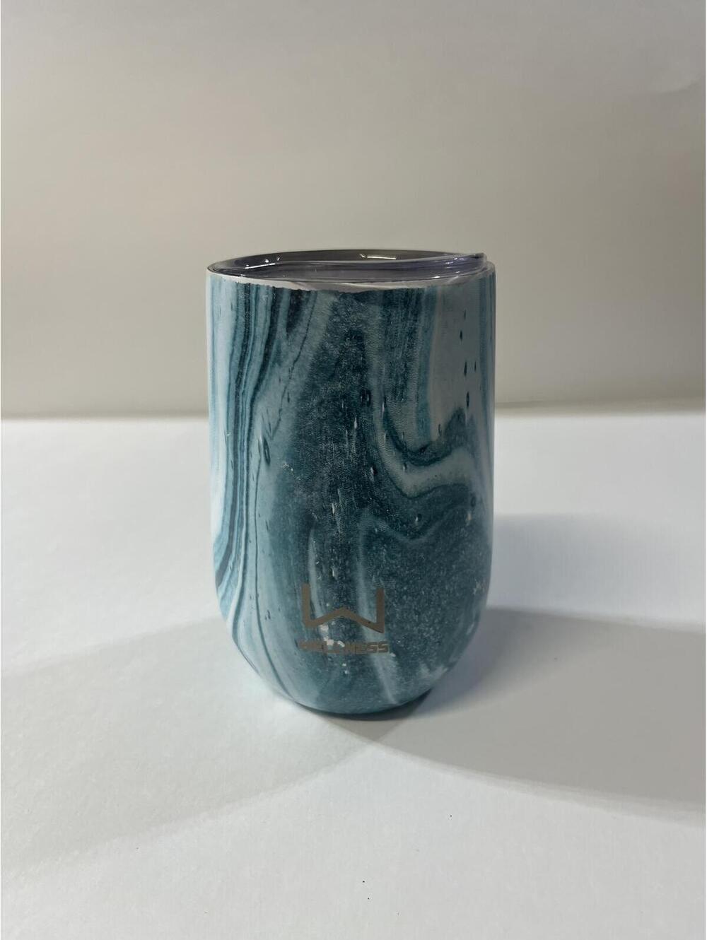 Wellness Marble Pattern Stainless Steel Travel Wine Tumbler with Lid